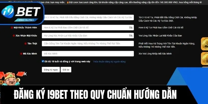Đăng ký i9BET theo quy chuẩn hướng dẫn