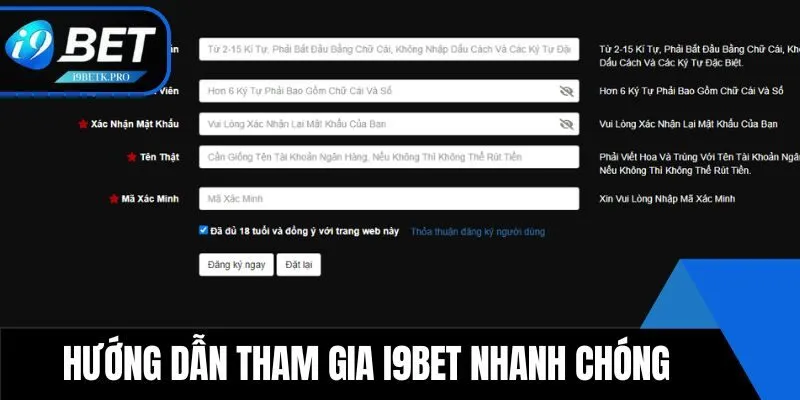 Hướng dẫn tham gia i9BET nhanh chóng