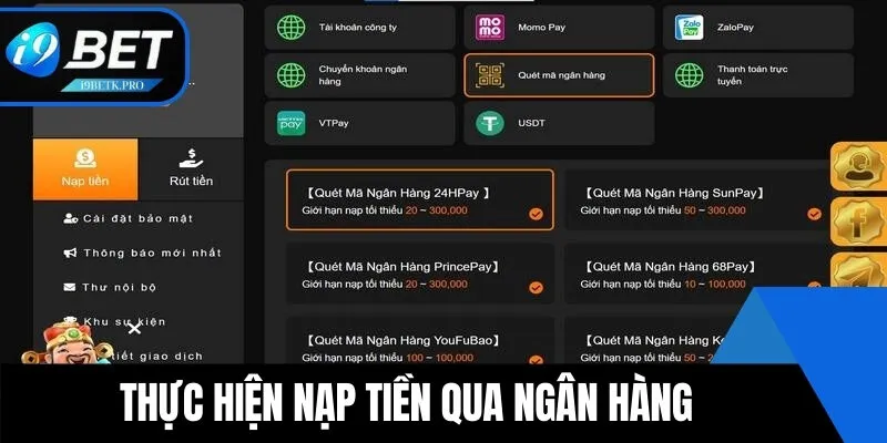 Nạp tiền i9BET qua ngân hàng